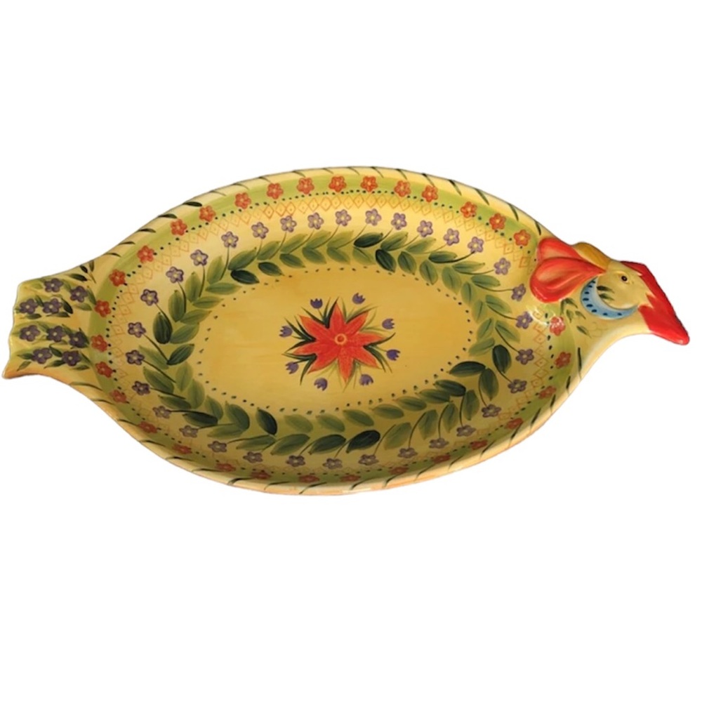 Vintage Dario Farrucci hand painter Rooster platter